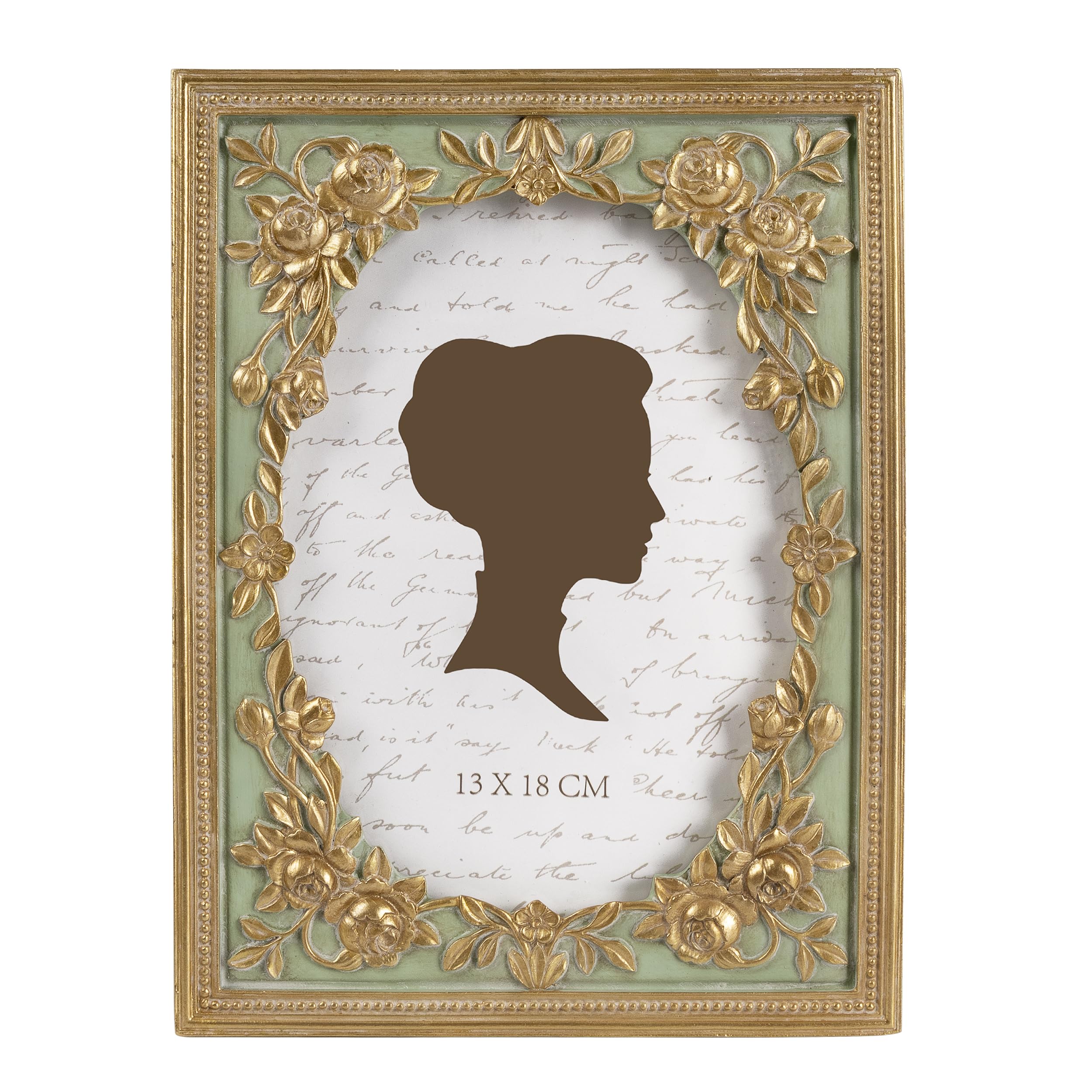 Antique Gold & Sage Floral Photo Frame