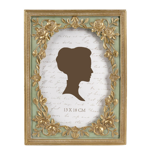 Antique Gold & Sage Floral Photo Frame