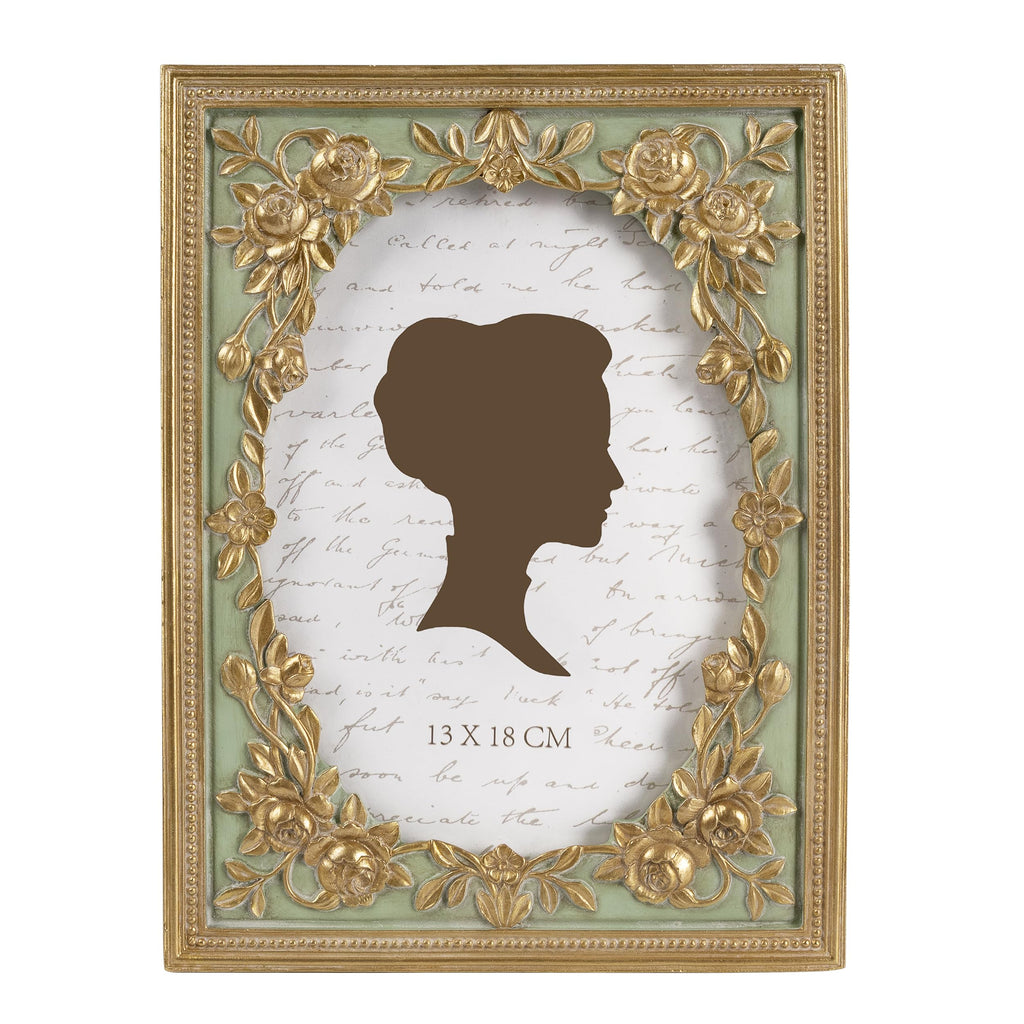 Antique Gold & Sage Floral Photo Frame
