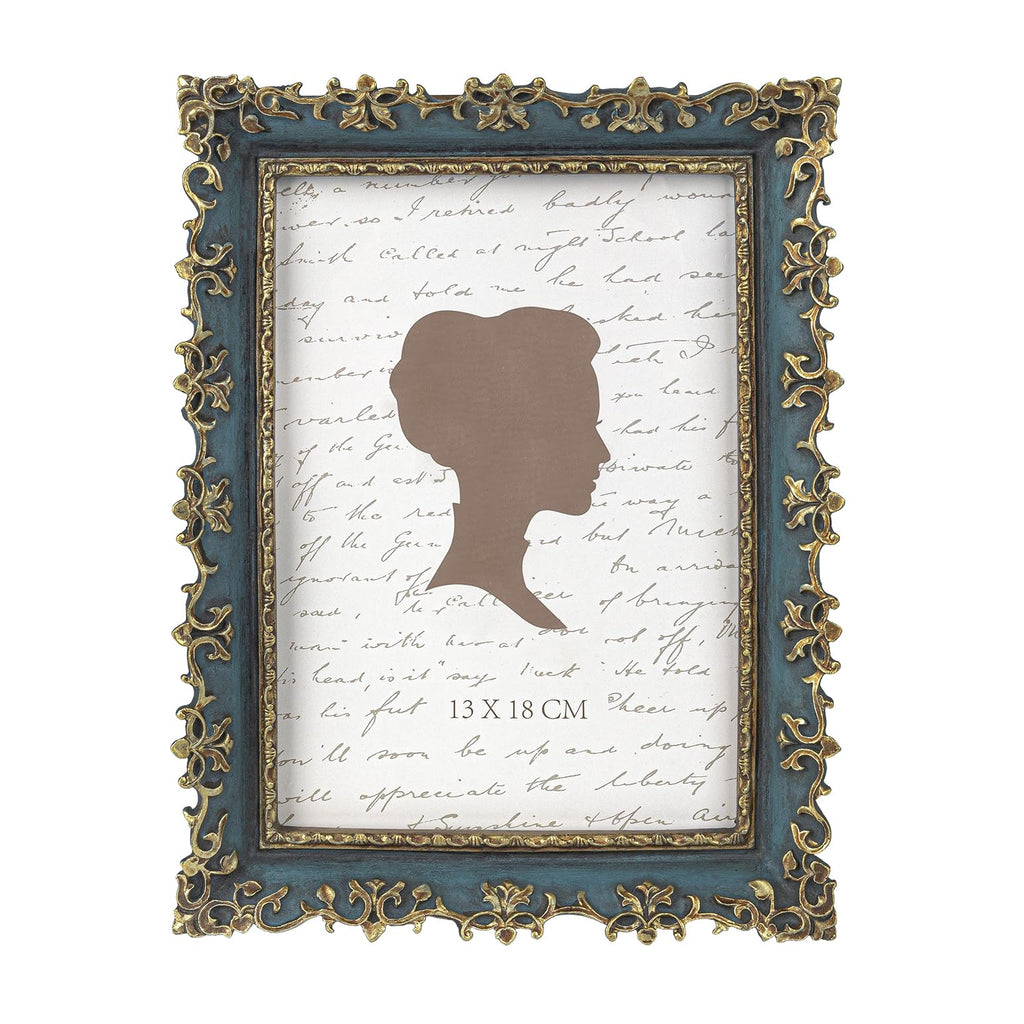 Antique Teal & Gold Baroque Photo Frame