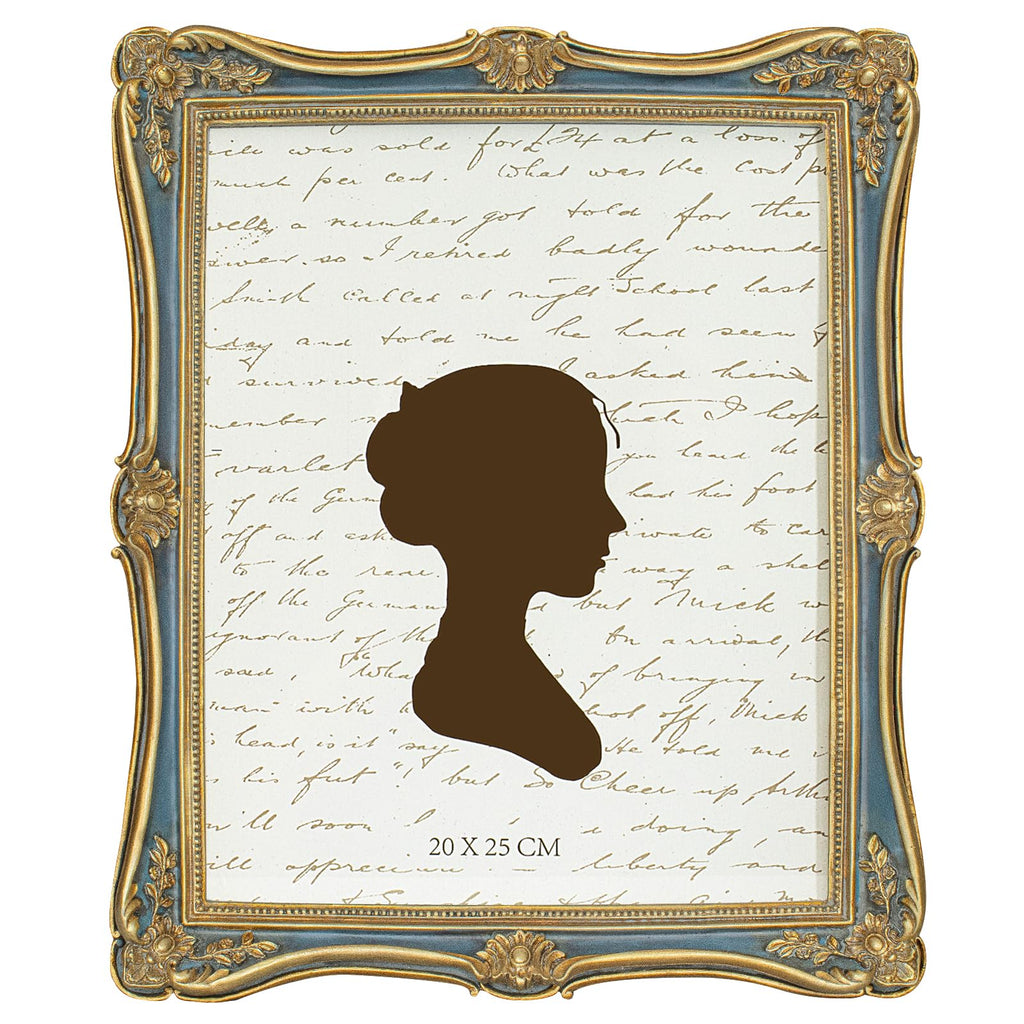 Grand Antique Teal & Gold Baroque Photo Frame
