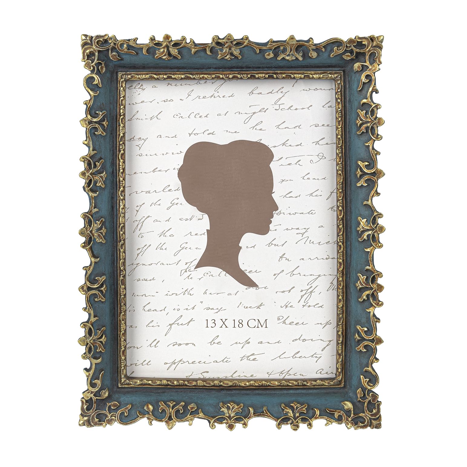 Antique Teal & Gold Baroque Photo Frame