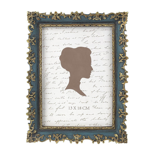 Antique Teal & Gold Baroque Photo Frame
