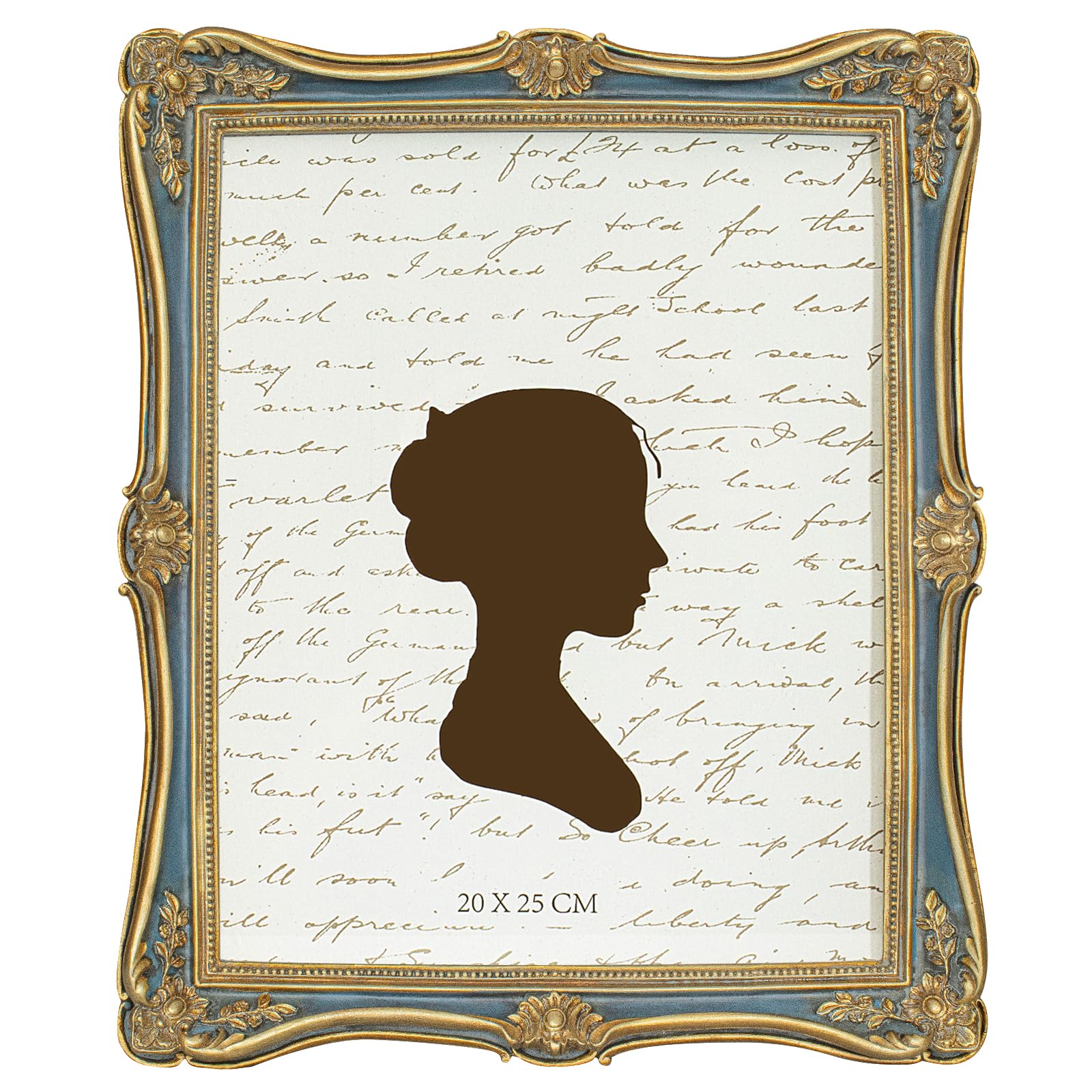 Grand Antique Teal & Gold Baroque Photo Frame
